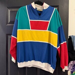Vintage 80s/90s Colorblock Belvedere Half Zip Sweater , Size XL, EUC